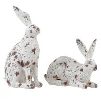 Produkt Dekoracyjne króliczki białe, vintage imitacja drewna Wielkanoc W14,5/24,5cm 2szt