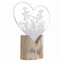 Ozdobna podstawka serce metalowa drewniana biała dekoracja wiosenna wys. 31 cm