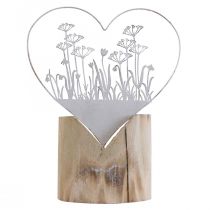 Ozdobna podstawka serce metalowa drewniana biała dekoracja wiosenna wys. 31 cm
