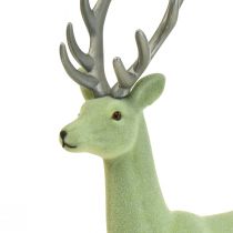 Dekoracyjna figurka jelenia-renifera bożonarodzeniowa zielono-szara wys. 37cm