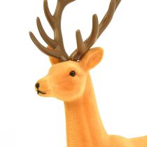 Dekoracyjna figurka jelenia renifera żółtobrązowa flokowana 37cm
