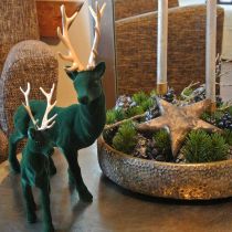 Produkt Deco jeleń stojący zielony złoty ozdoba świąteczna figurka 40 cm