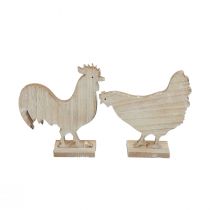 Produkt Dekoracyjny kurczak Dekoracja wielkanocna Drewniana dekoracja stołu 14,5 cm, zestaw 2 sztuk