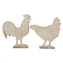 Produkt Dekoracyjna dekoracja stołu z kurczaka Wielkanocna drewniana dekoracja vintage 19 cm, 2 sztuki