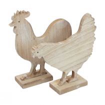 Produkt Dekoracyjna dekoracja stołu z kurczaka Wielkanocna drewniana dekoracja vintage 19 cm, 2 sztuki