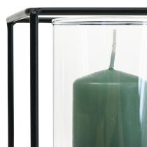 Dekoracyjny świecznik czarny metalowa latarnia szklana 12×12×13cm