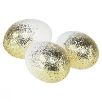 Produkt Ozdobne pisanki z prawdziwego gęsiego białka ze złotym brokatem wys. 7,5–8,5 cm 10 sztuk