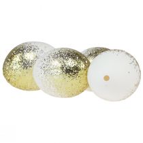 Produkt Ozdobne pisanki z prawdziwego gęsiego białka ze złotym brokatem wys. 7,5–8,5 cm 10 sztuk