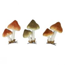 Produkt Grzyby dekoracyjne z klipsem jesienna dekoracja flokowana różne 9cm 3szt