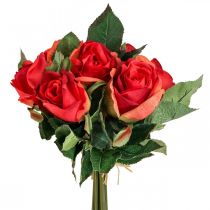 Dekoracyjny bukiet róż sztuczne kwiaty róże czerwone W30cm 8szt