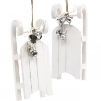 Sanie dekoracyjne białe srebrne ze sznurkiem dzwonkowym dł.13cm 4szt