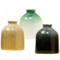Wazony dekoracyjne, wazony ceramiczne komplet okrągły wys.9,5cm Ø8cm 3szt