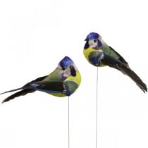 Ozdoba Ptaszki na drucie Dekoracja wiosenna niebieska sikorka 10×3cm 9szt