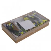 Produkt Ozdoba Ptaszki na drucie Dekoracja wiosenna niebieska sikorka 10×3cm 9szt