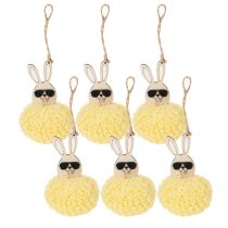 Produkt Dekoracja wielkanocna w kształcie zajączka, puszysty zajączek, żółty, Ø7 cm, 6 sztuk