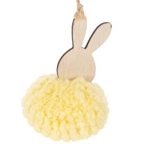 Produkt Dekoracja wielkanocna w kształcie zajączka, puszysty zajączek, żółty, Ø7 cm, 6 sztuk