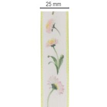 Produkt Wstążka prezentowa z kwiatowym wzorem Bellis do rękodzieła i pakowania, 25 mm x 20 m