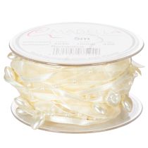 Produkt Wstążka dekoracyjna kremowa, serduszka, perełki, dekoracja ślubna, 10mm, 5m