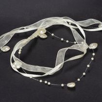 Produkt Wstążka dekoracyjna kremowa, serduszka, perełki, dekoracja ślubna, 10mm, 5m