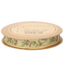 Produkt Wstążka prezentowa gałązka oliwna z eleganckimi gałązkami i oliwkami 1,5cm 15m