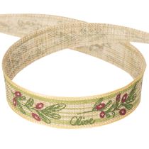 Produkt Wstążka prezentowa gałązka oliwna z eleganckimi gałązkami i oliwkami 1,5cm 15m