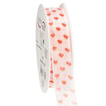 Produkt Wstążka prezentowa z serduszkami, idealna do kreatywnych pomysłów na opakowania i osobistych prezentów, szerokość 2,5 cm, długość 15 m