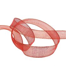 Produkt Wstążka dekoracyjna z paskami lureksowymi czerwona 25mm 20m
