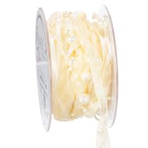 Produkt Wstążka dekoracyjna z perełkami, kremowa, 20mm, 5m