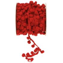 Produkt Wstążka dekoracyjna z pomponami Wstążka Pom Pom Czerwona 20mm 15m