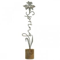 Produkt Metalowy dekoracyjny kwiat drewniany stojak z napisem Wiosna 6x9,5x39,5cm