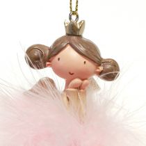Produkt Figurka dekoracyjna anioł księżniczka dekoracja choinkowa biała, różowa 12cm 2 szt