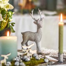 Produkt Figurka dekoracyjna jeleń srebrny brokat 25cm x 12cm