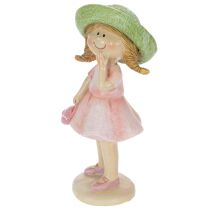 Produkt Figurki dekoracyjne dziewczynek w kapeluszach, różowo-zielone, 6,5x5,5x14,5 cm, 2 sztuki