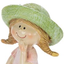Produkt Figurki dekoracyjne dziewczynek w kapeluszach, różowo-zielone, 6,5x5,5x14,5 cm, 2 sztuki