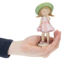 Produkt Figurki dekoracyjne dziewczynek w kapeluszach, różowo-zielone, 6,5x5,5x14,5 cm, 2 sztuki