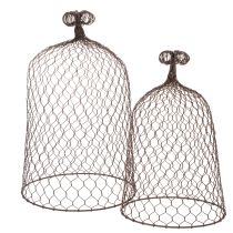 Produkt Dekoracyjny dzwonek metalowy, pomoc do wspinaczki, osłona z drutu, brązowy, wykończenie rdzawe, wys. 50/41 cm, Ø 30/25 cm, zestaw 2 szt.