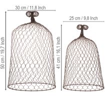 Produkt Dekoracyjny dzwonek metalowy, pomoc do wspinaczki, osłona z drutu, brązowy, wykończenie rdzawe, wys. 50/41 cm, Ø 30/25 cm, zestaw 2 szt.
