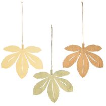 Produkt Wieszak dekoracyjny drewno jesienne liście zielony naturalny brązowy 12x10cm 12 szt