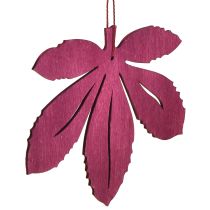 Produkt Wieszak dekoracyjny drewno jesienne liście różowy fioletowy zielony 12x10cm 12 szt