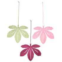 Produkt Wieszak dekoracyjny drewno jesienne liście różowy fioletowy zielony 12x10cm 12 szt