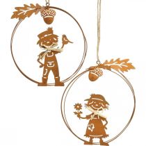 Produkt Wieszak dekoracyjny rdza jesienna dekoracja ozdobny pierścień metalowy Ø13cm 4 szt
