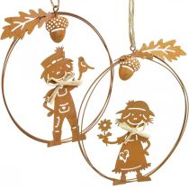 Produkt Wieszak dekoracyjny rdza jesienna dekoracja ozdobny pierścień metalowy Ø13cm 4 szt