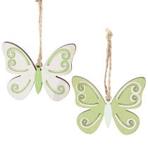 Produkt Wieszak dekoracyjny motyl dekoracja drewno naturalny zielony 5×6cm 12 szt