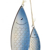 Produkt Ozdobny wieszak na rybki w kolorze niebiesko-białym z łuskami 11,5/20 cm, zestaw 2 szt