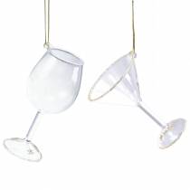 Deco Zawieszka kieliszki przezroczyste ze złotem 9cm 2szt.