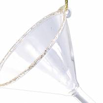 Deco Zawieszka kieliszki przezroczyste ze złotem 9cm 2szt.