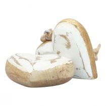Produkt Wieszaki dekoracyjne drewno drewniane serca naturalne białe złoto vintage 6cm 8 szt