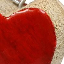 Wieszak dekoracyjny drewniane serca ozdobne serca czerwone Ø5–5,5 cm 12 sztuk