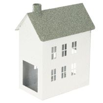 Produkt Dekoracyjny metalowy domek w kształcie domku z oknami i kominem, 22 cm