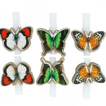 Klips dekoracyjny motyl, dekoracja na prezent, wiosna, motyle z drewna 6szt.